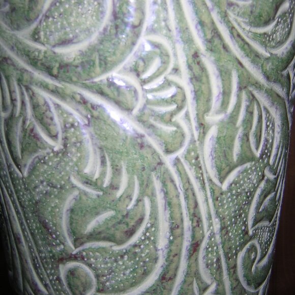 Metal Vase - Scrolled Design ~ Shades of Green ~ Vintage - Picture 3 of 5